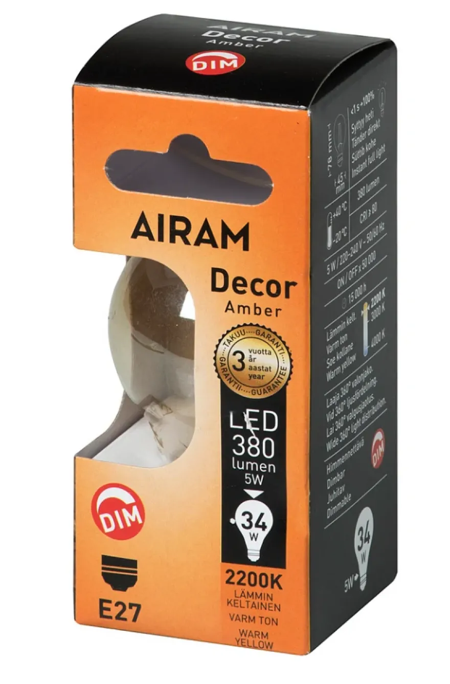 Airam LED Amber Klot E27 Dim