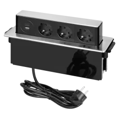 Bordsmodul INOX 3-vägs 2xUSB A+C