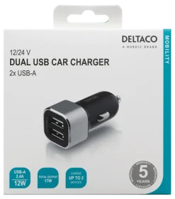 Deltaco Billaddare 2xUSB