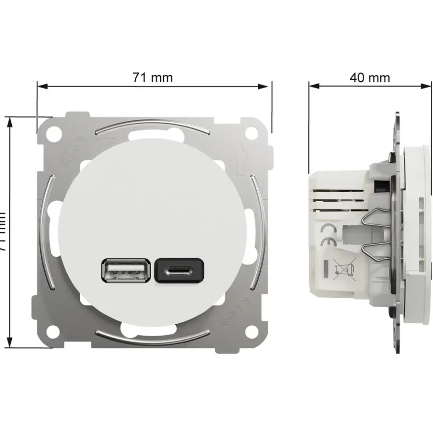 Elko One USB Uttag Typ A+C