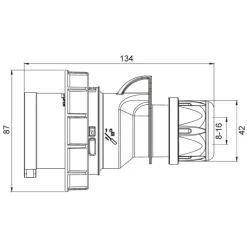 Fasväxlare CEE 416-6 16A 3-fas IP67