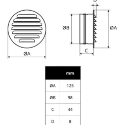 Flexit Ventilgaller Runt Ø100