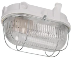 Gallerarmatur Vit med stålbygel E27 max 75W IP54