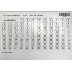 Hager Gruppnummerkarta 1-60 JD97A