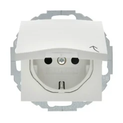 Hager 1-vägsuttag med lock för S.1/B.3/B.7