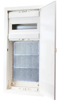 Infälld kombicentral IP30 4/1, 12+2 moduler, Vit metalldörr