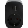 J&EL Adapter USB A+C och Stickkontakt Svart