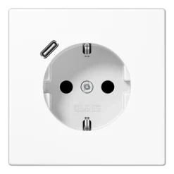 Jung LS1520 1-vägsuttag jordat 1xUSB-C
