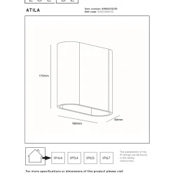 Lucide Atila Rak Vägglampa LED IP65