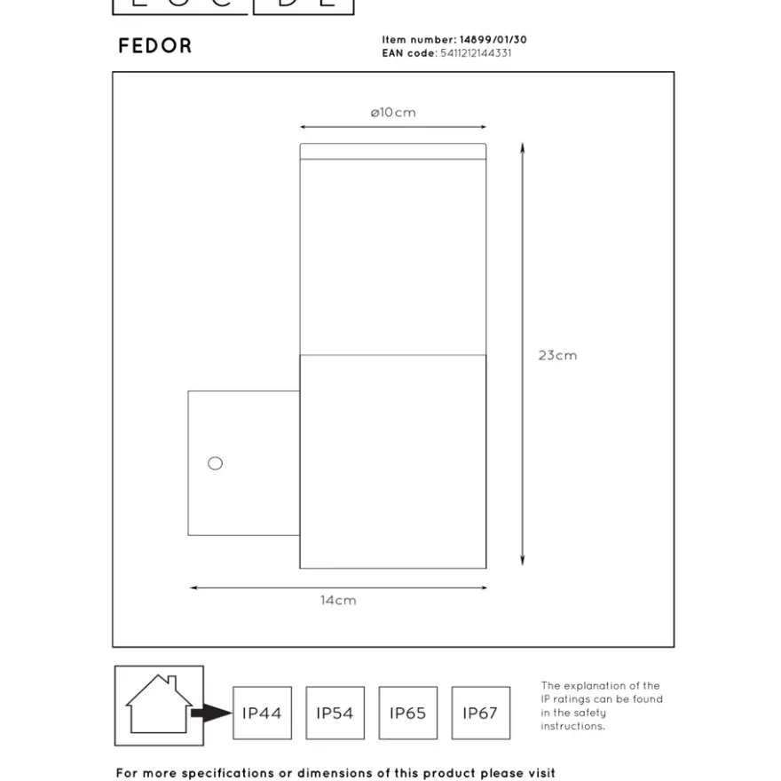 Lucide Fedor Vägglampa E27