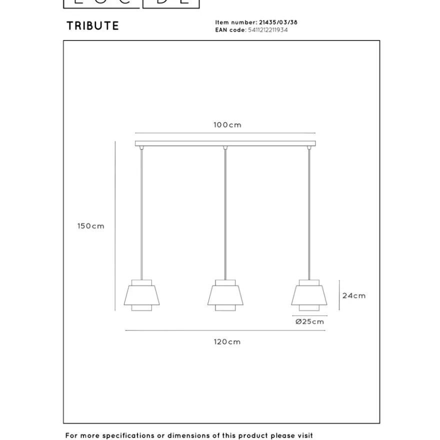 Lucide Tribute 3L Pendel E27