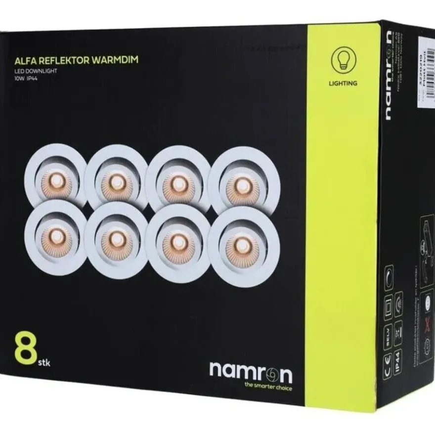 Namron Alfa Reflektor Tune LED Downlight 10W 8-pack