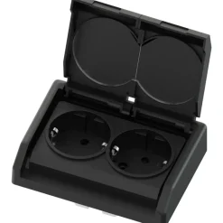 Namron Edge 2-vägsuttag med lock INF IP44