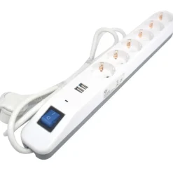 Namron Grenuttag Jordat 6-vägs 2 USB + brytare
