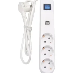 Namron Grenuttag Jordat 3-vägs 2 USB + brytare