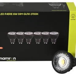 Namron LED 6W GU10 2700K Dimbar 6-pack