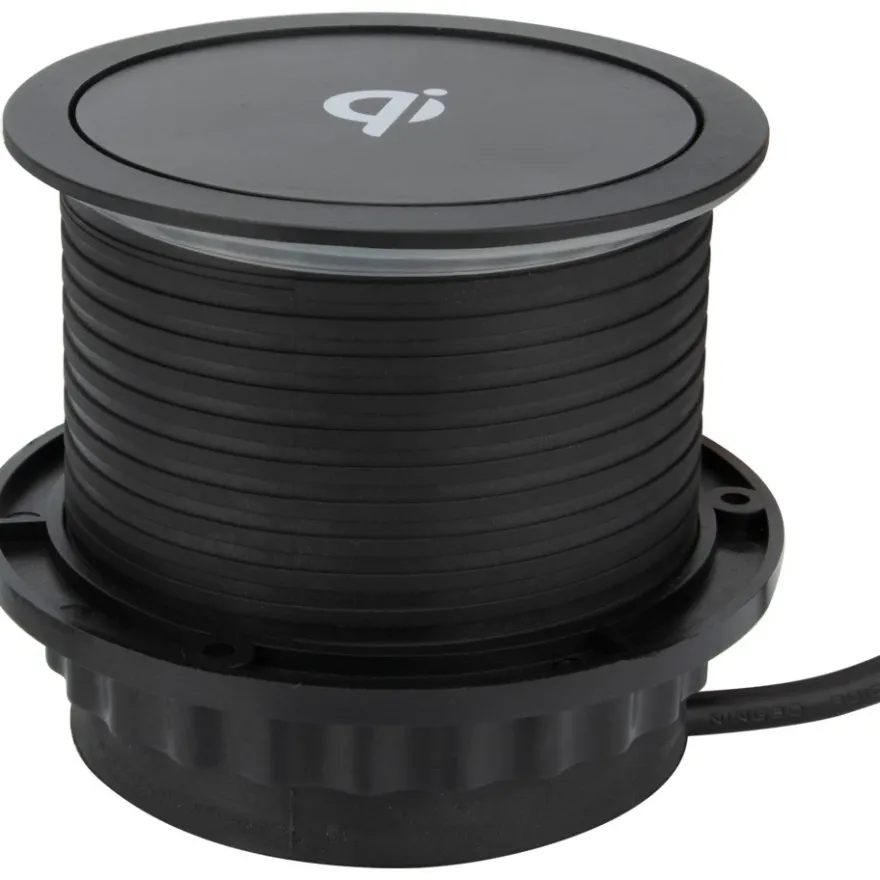 Namron Pop-Up Bordsmodul 3-vägsuttag 2xUSB Trådlös Laddning
