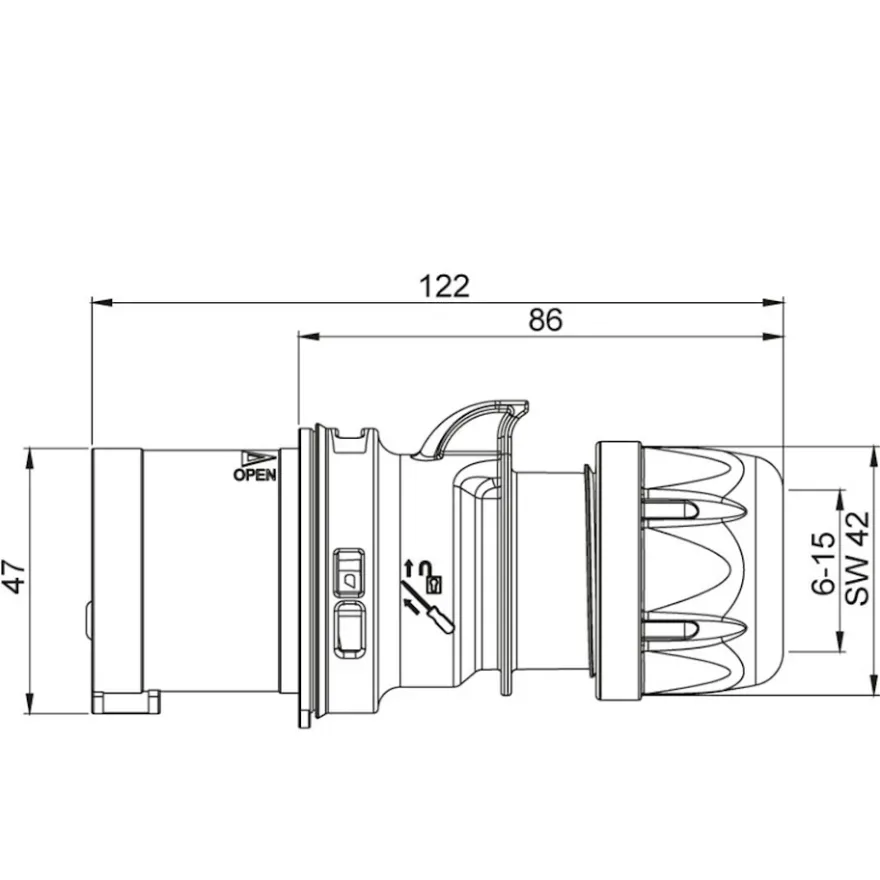 Stickpropp CEE 216-6 16A 1-fas IP44