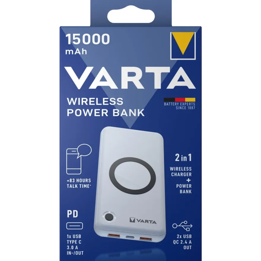 Varta Wireless Powerbank 15000mAh 2xUSB-A